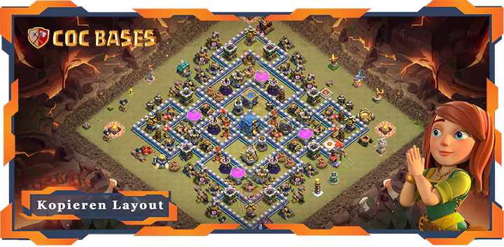 Beste Anti 2 Stern Basis RH12 met Link, KriegCKL, Anti Alles layout - Clash of Clans (127)
