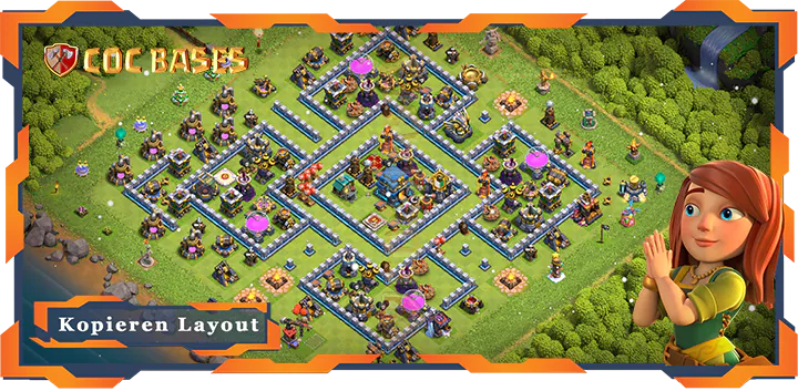 Beste Anti 2 Stern Basis RH12 met Link, Legenden-Liga layout - Clash of Clans (116)