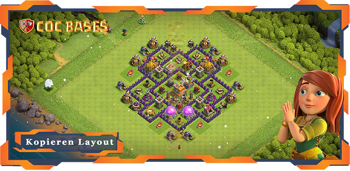 Beste Anti 2 Stern Basis RH7 met Link, Hybrid layout - Clash of Clans (71)