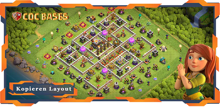 Beste Anti 3 Stern Basis RH11 met Link, Verdediging layout - Clash of Clans (61)