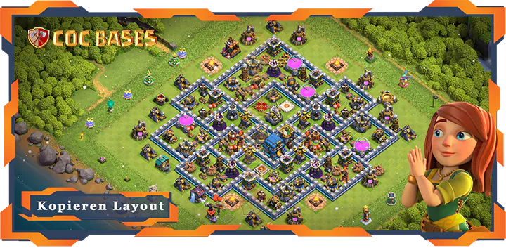 Beste Anti 3 Stern Basis RH12 met Link, Hybrid layout - Clash of Clans (139)
