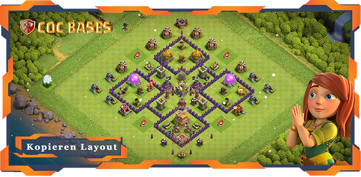 Beste Anti 3 Stern Basis RH7 max level met Link, Hybrid, Verdediging layout - Clash of Clans (74)