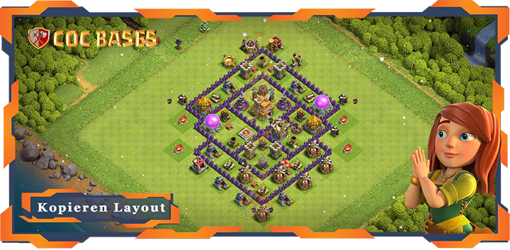 Beste Anti 3 Stern Basis RH7 met Link, Hybrid Layout - Clash of Clans (113)