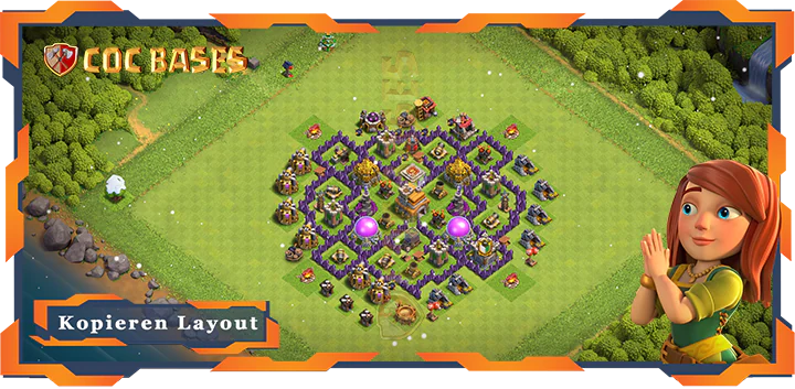 Beste Anti 3 Stern Basis RH7 met Link, Hybrid layout - Clash of Clans (72)