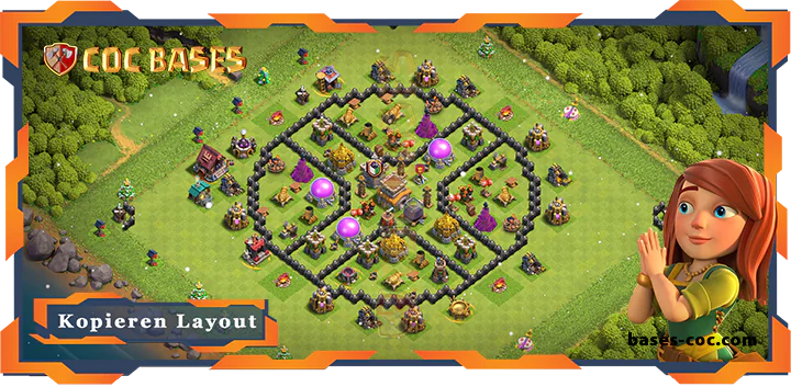 Beste Anti 3 Stern Basis RH8 met Link, Hybrid layout - Clash of Clans (139)