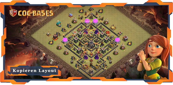 Beste Anti 3 Stern Basis RH9 Max Level met Link, KriegCKL, Anti Alles layout - Clash of Clans (124)