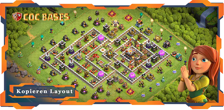 Beste Anti Trophäe Basis RH11 met Link, Hybrid layout - Clash of Clans (83)