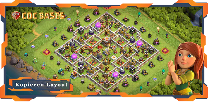 Beste Basis RH11 met Link, Anti 3 Stern, Hybrid layout - Clash of Clans (109)