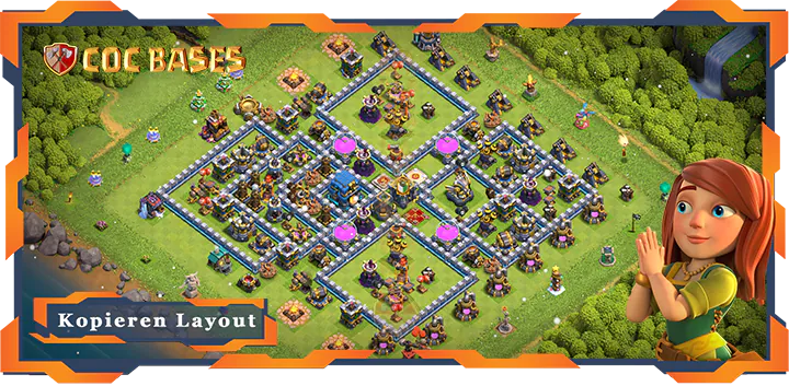 Beste Basis RH12 Max Level met Link, Farmen, Hybrid layout - Clash of Clans (137)