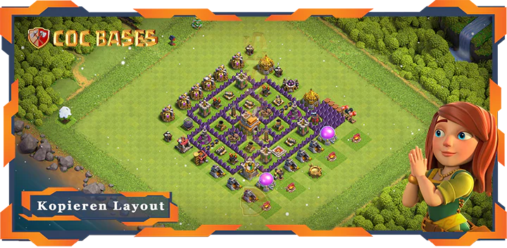 Beste Basis RH7 max level met Link, Anti Luft Drache, Verdediging layout - Clash of Clans (79)