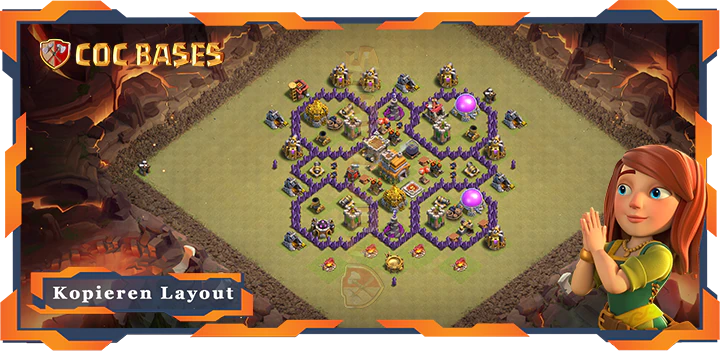 Beste Basis RH7 met Link, KriegCKL, Anti 2 Stern, Anti LuftDrache Layout - Clash of Clans (85)