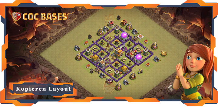 Beste Basis RH7 met Link, KriegCKL, Hybrid, Verteidigung Layout - Clash of Clans (146)