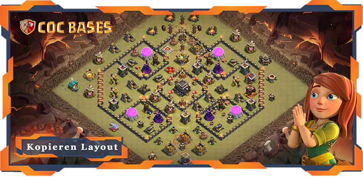 Beste Basis RH9 Max Level met Link, KriegCKL, Anti Alles, Anti 3 Stern layout - Clash of Clans (127)