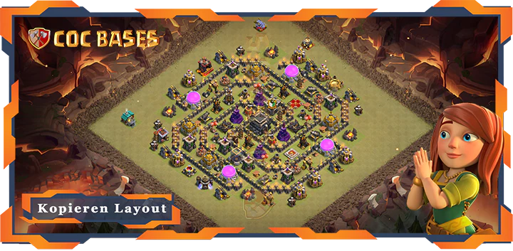 Beste Basis RH9 Max Level met Link, KriegCKL, Anti Luft Drache, Hybrid layout - Clash of Clans (122)