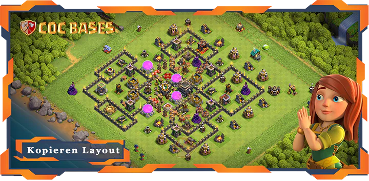 Beste Basis RH9 met Link, Anti 3 Stern, Anti Alles layout - Clash of Clans (150)