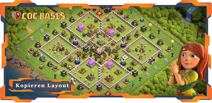 Beste Farmen Basis RH11 met Link, Hybrid, Anti Luft Elektro Drache layout - Clash of Clans (130)