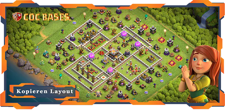 Beste Farmen Basis RH11 met Link, Hybrid layout - Clash of Clans (145)