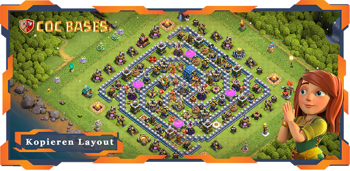 Beste Farmen Basis RH12 Max Level met Link, Hybrid layout - Clash of Clans (145)
