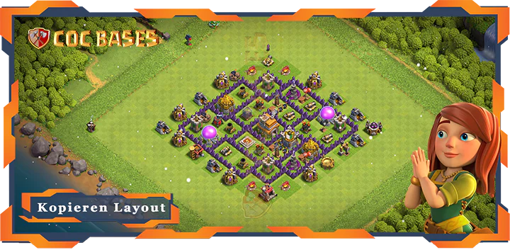 Beste Farmen Basis RH7 Max. Level met Link, Hybrid Layout - Clash of Clans (114)
