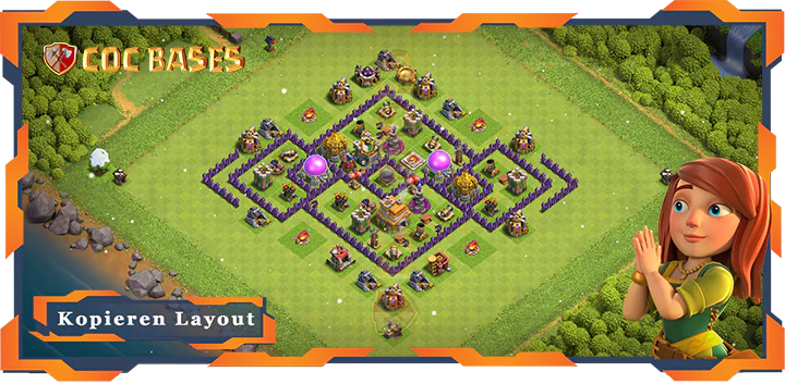 Beste Farmen Basis RH7 max level met Link, Hybrid layout - Clash of Clans (75)