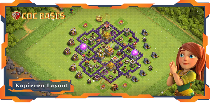 Beste Farmen Basis RH7 met Link, Anti 3 Stern Layout - Clash of Clans (150)