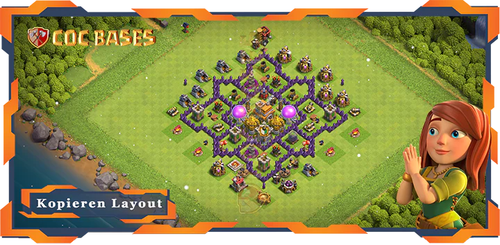 Beste Farmen Basis RH7 met Link, Anti Alles Layout - Clash of Clans (131)