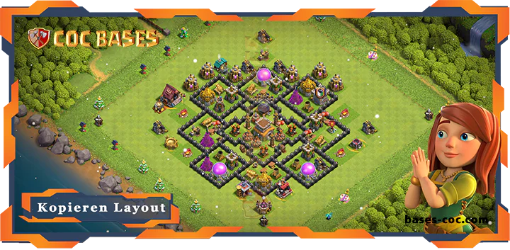 Beste Farmen Basis RH8 met Link, Anti Alles layout - Clash of Clans (126)