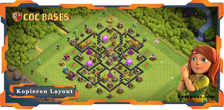 Beste Farmen Basis RH8 met Link, Hybrid, Anti 3 Stern layout - Clash of Clans (128)