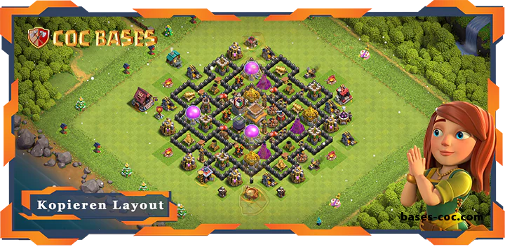 Beste Farmen Basis RH8 met Link, Hybrid, Anti 3 Stern layout - Clash of Clans (132)