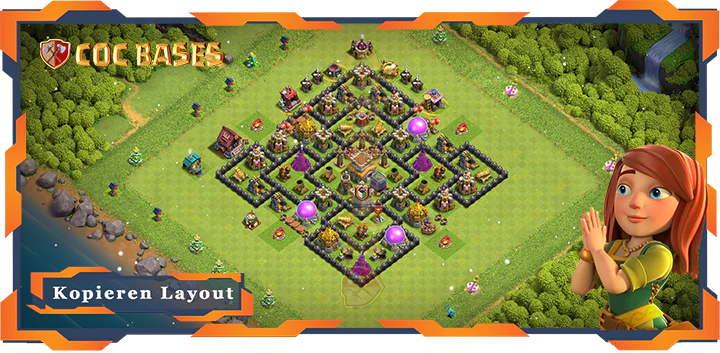 Beste Farmen Basis RH8 met Link, Hybrid, Anti Luft Drache layout - Clash of Clans (119)