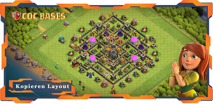 Beste Farmen Basis RH9 Max Level met Link, Anti Alles layout - Clash of Clans (120)
