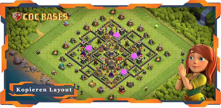 Beste Farmen Basis RH9 Max Level met Link, Hybrid, Anti Alles layout - Clash of Clans (129)