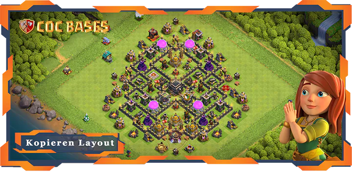 Beste Farmen Basis RH9 met Link, Anti Luft Drache, Anti 3 Stern layout - Clash of Clans (116)