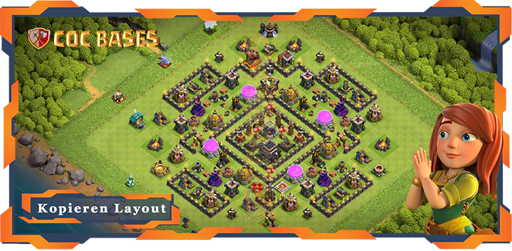 Beste Farmen Basis RH9 met Link, Hybrid, Anti 3 Stern layout - Clash of Clans (117)