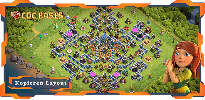 Beste Hybrid Basis RH12 met Link, Anti Alles, Verteidigung layout - Clash of Clans (149)