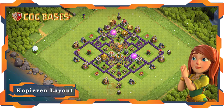 Beste Hybrid Basis RH7 Max. Level met Link, Anti LuftDrache, Verteidigung Layout - Clash of Clans (86)