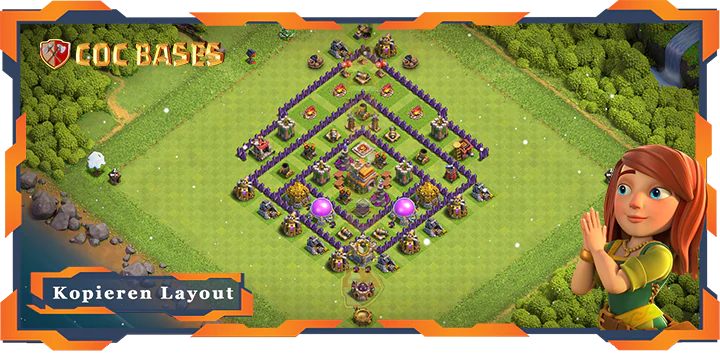 Beste Hybrid Basis RH7 max level met Link, Verdediging, Anti Alles layout - Clash of Clans (77)