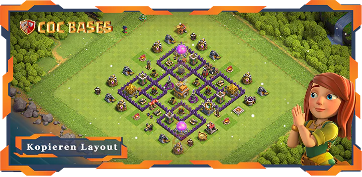 Beste Hybrid Basis RH7 met Link, Anti Alles, Verteidigung Layout - Clash of Clans (136)