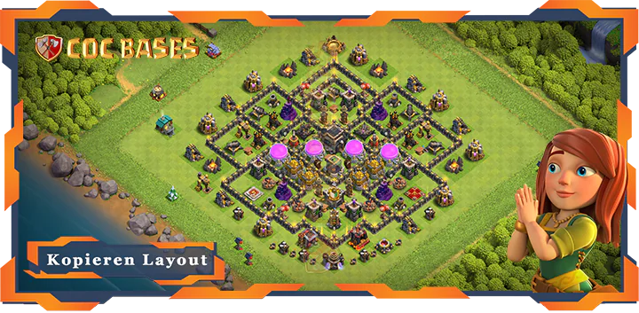 Beste Hybrid Basis RH9 met Link, Farmen, Anti Alles layout - Clash of Clans (119)