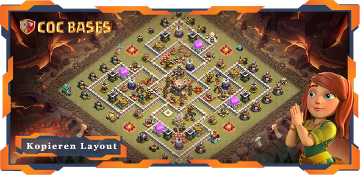Beste Krieg Basis RH11 met Link, Anti 2 Stern, Anti Luft Elektro Drache layout - Clash of Clans (66)