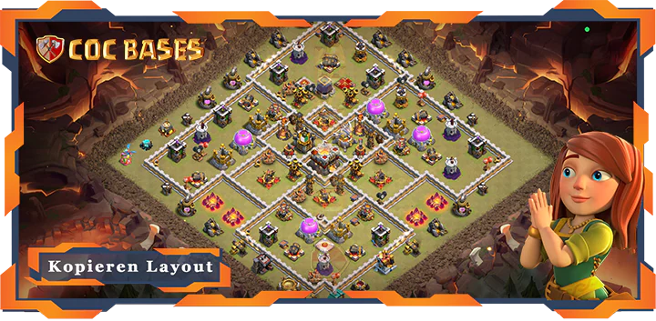Beste Krieg Basis RH11 met Link, Anti 2 Stern, Legenden-Liga layout - Clash of Clans (136)