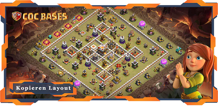 Beste Krieg Basis RH11 met Link, Anti 3 Stern, Anti Luft Elektro Drache layout - Clash of Clans (100)
