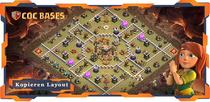 Beste Krieg Basis RH11 met Link, Anti 3 Stern, Anti Luft Elektro Drache layout - Clash of Clans (73)