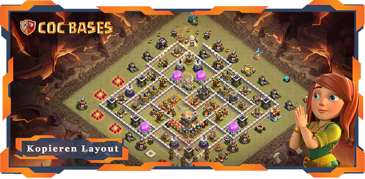 Beste Krieg Basis RH11 met Link, Anti 3 Stern, Anti Luft Elektro Drache layout - Clash of Clans (77)