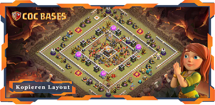 Beste Krieg Basis RH11 met Link, Anti 3 Stern, Anti Luft Elektro Drache layout - Clash of Clans (80)