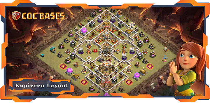 Beste Krieg Basis RH11 met Link, Anti Luft Elektro Drache, Anti 3 Stern, KriegCKL layout - Clash of Clans (63)
