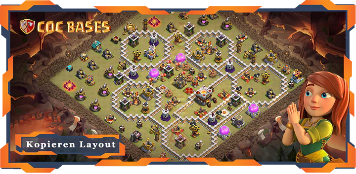 Beste Krieg Basis RH11 met Link, Verdediging, Anti Alles layout - Clash of Clans (88)