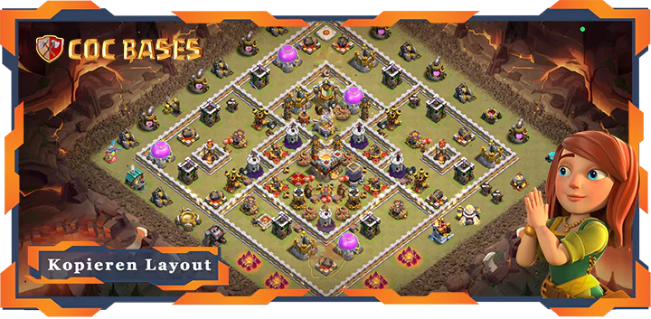 Beste Krieg Basis RH11 met Link, Verdediging, Anti Luft Elektro Drache layout - Clash of Clans (138)