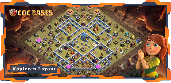 Beste Krieg Basis RH12 Max Level met Link, Anti Alles layout - Clash of Clans (144)
