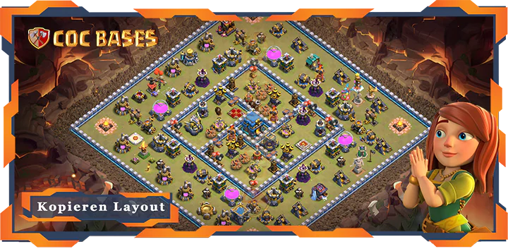 Beste Krieg Basis RH12 met Link, Hybrid, Anti Alles layout - Clash of Clans (150)